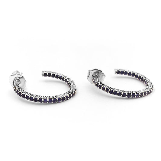 Kyoto Iolite Hoop Earrings in Sterling Silver