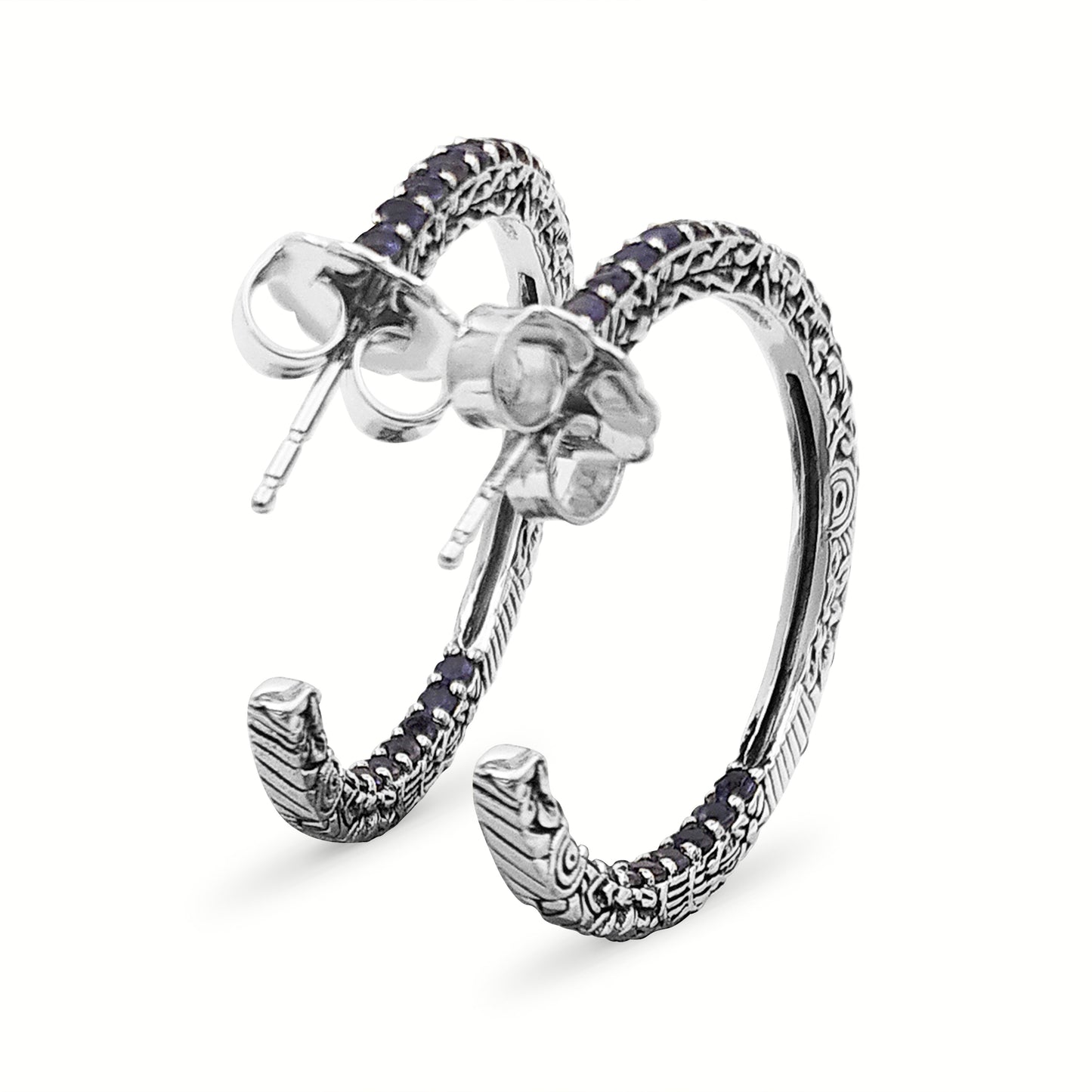 Kyoto Iolite Hoop Earrings in Sterling Silver