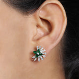 Sunray Emerald 1.05ct and Diamond 0.55ct Earring in 18K Gold