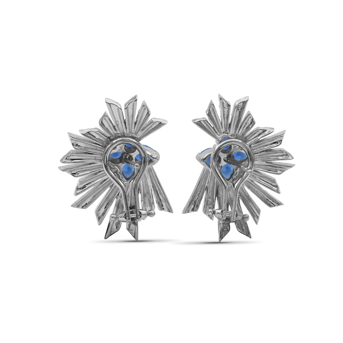 Sunray Sapphire 1.60ct and Diamond 1.85ct Earring in 18K Gold