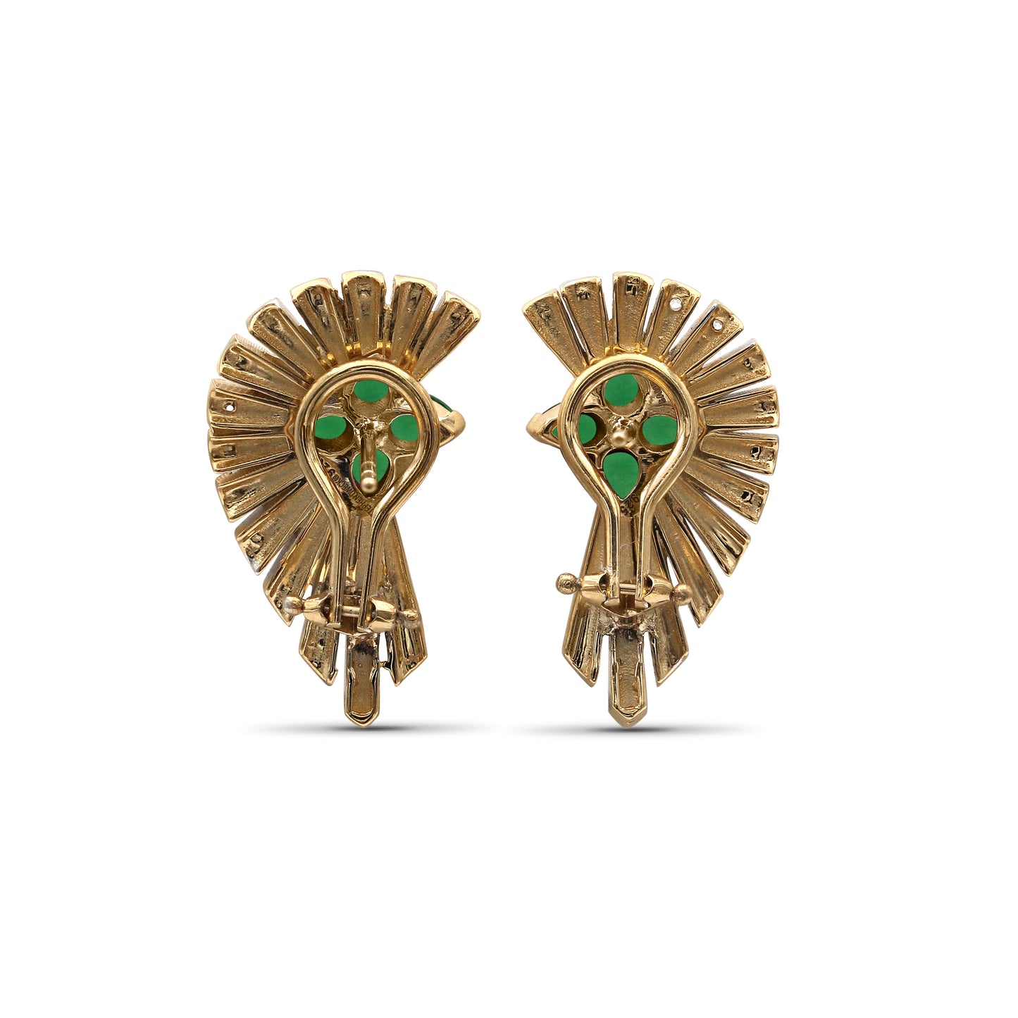 Sunray Emerald 1.05ct and Diamond 1.25ct Earring in 18K Gold