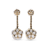 Colorbloom 8mm, 14mm White Mother of Pearl Flower and White Diamond 0.20ct Earring in 18K Gold