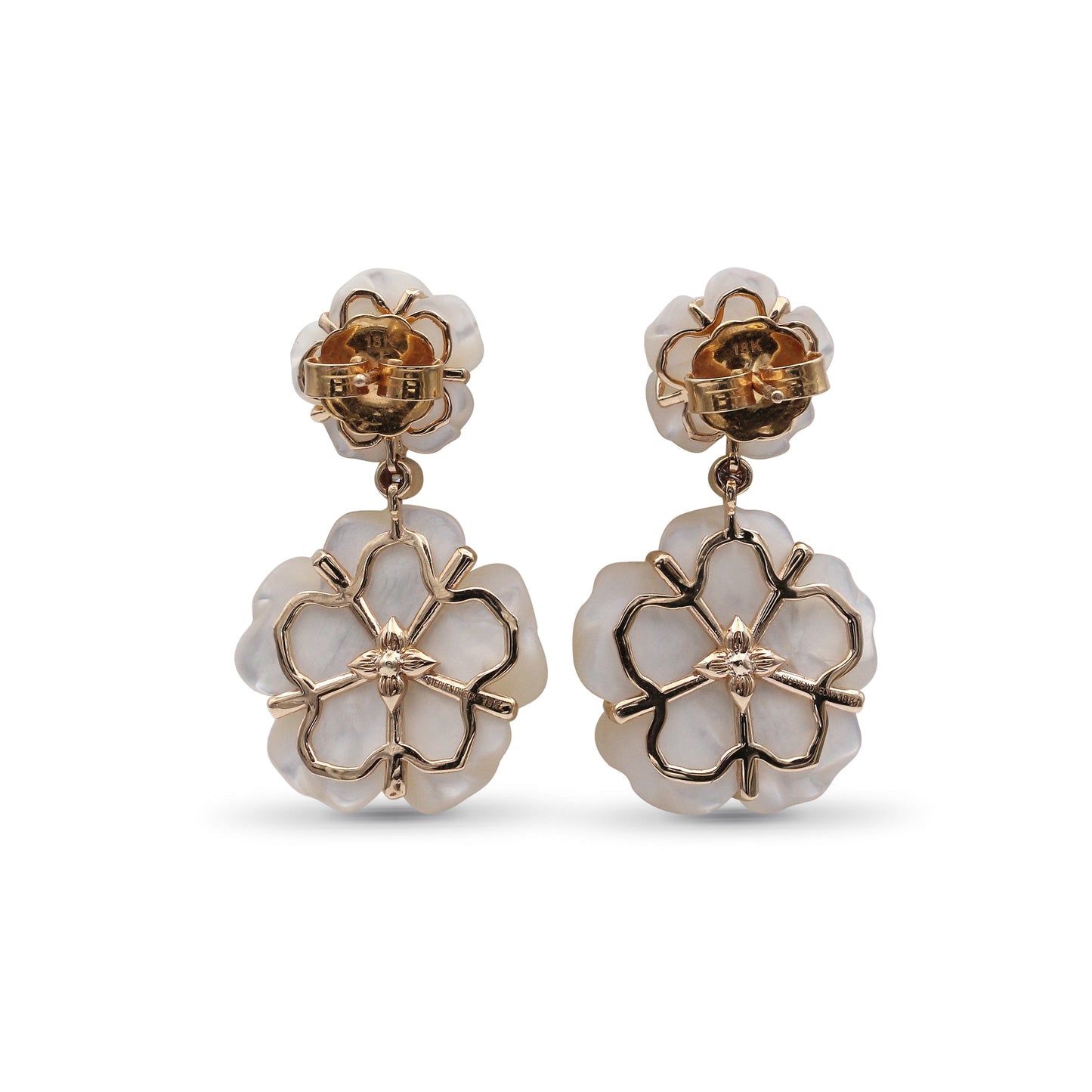 Colorbloom 14mm, 22mm White Mother of Pearl and White Diamond 0.18ct Earring in 18K Gold