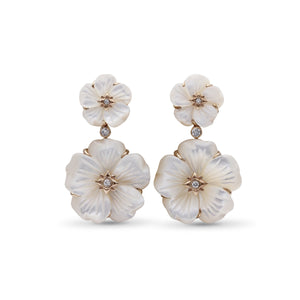 Colorbloom 14mm, 22mm White Mother of Pearl and White Diamond 0.18ct Earring in 18K Gold