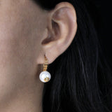 Pearlicious 10mm White Pearl and White Diamond Earring in 18K Gold