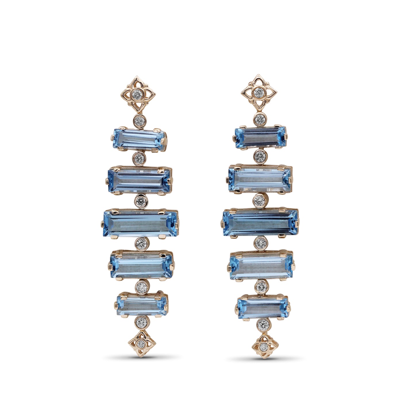 Luxury Aurora Swiss Blue Topaz and 0.30ct Diamond Earring in 18K Gold