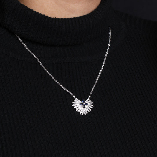 Sunray Sapphire 0.80ct and Diamond 0.85ct Pendant in 18K Gold