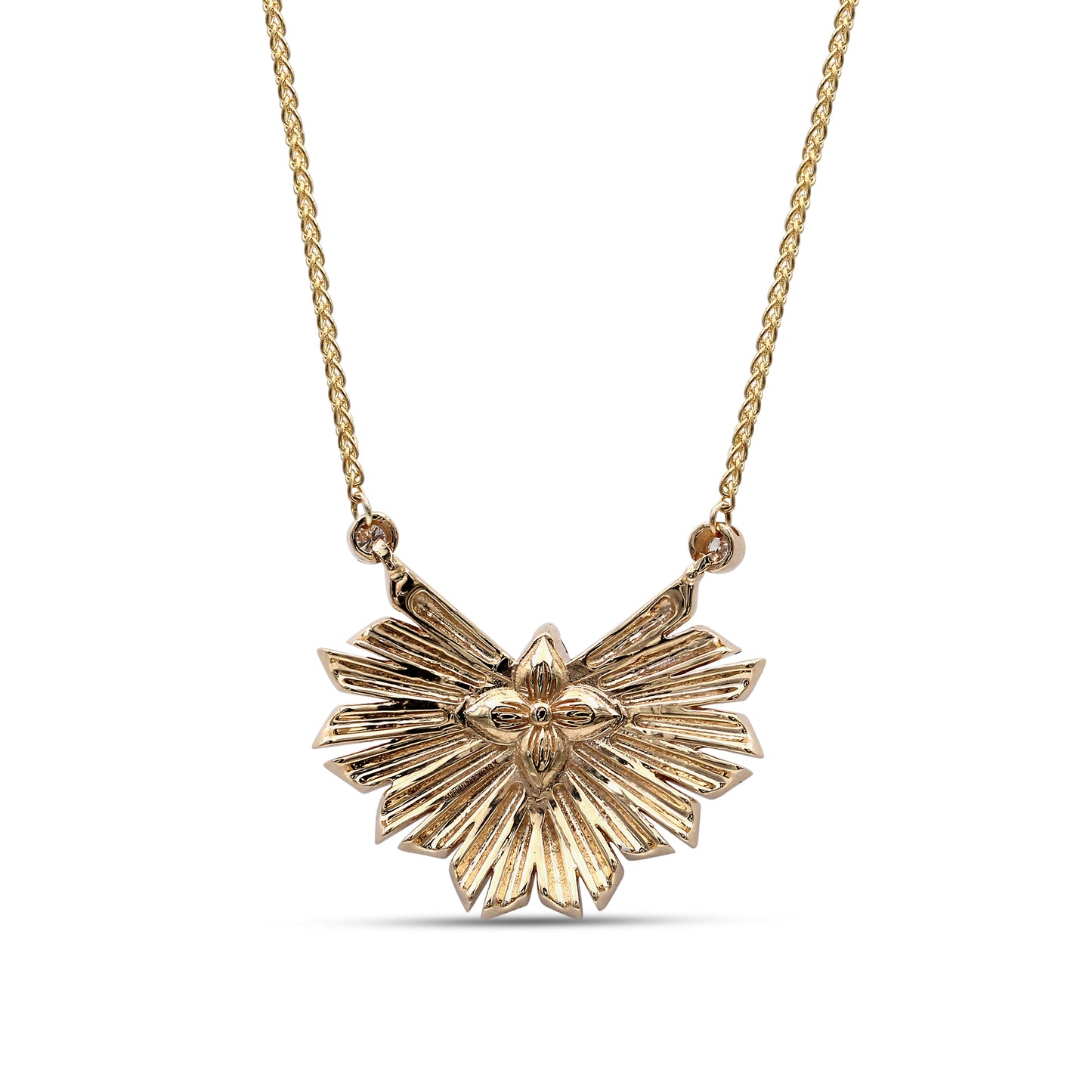 Sunray Emerald 0.55ct and Diamond 0.85ct Pendant in 18K Gold