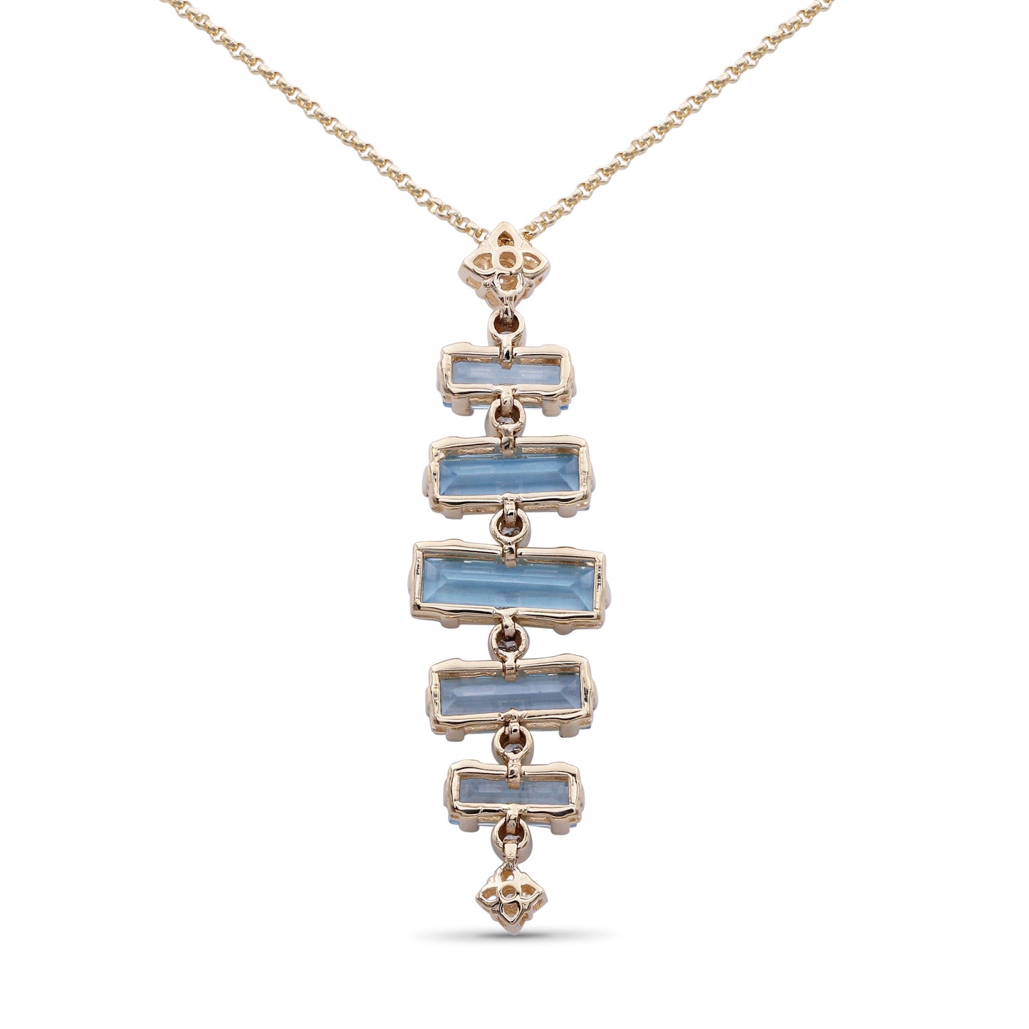 Luxury Aurora Swiss Blue Topaz and 0.15ct Diamond Pendant in 18K Gold