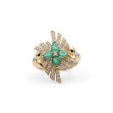 Sunray Emerald 1.08ct and Diamond 0.47ct Ring in 18K Gold