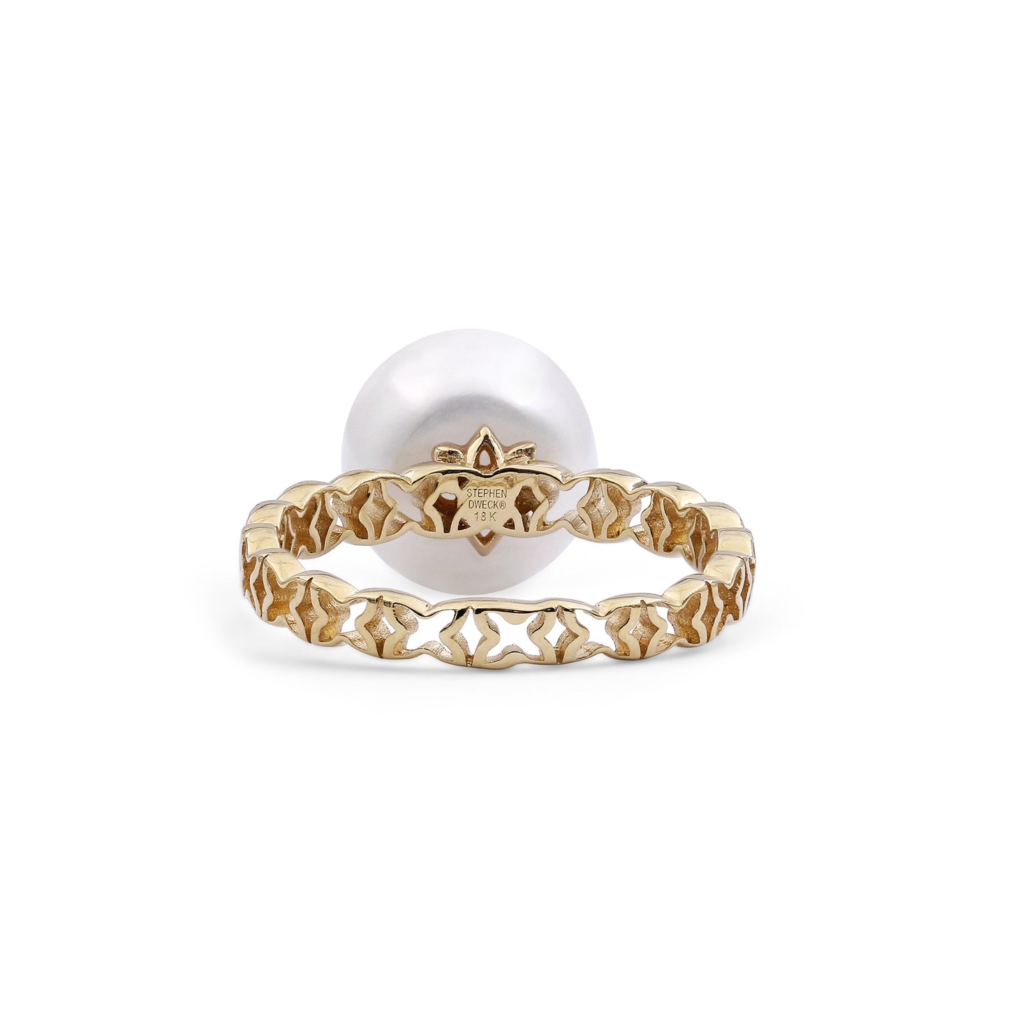 Pearlicious 10mm White Pearl and White Diamond Ring in 18K Gold