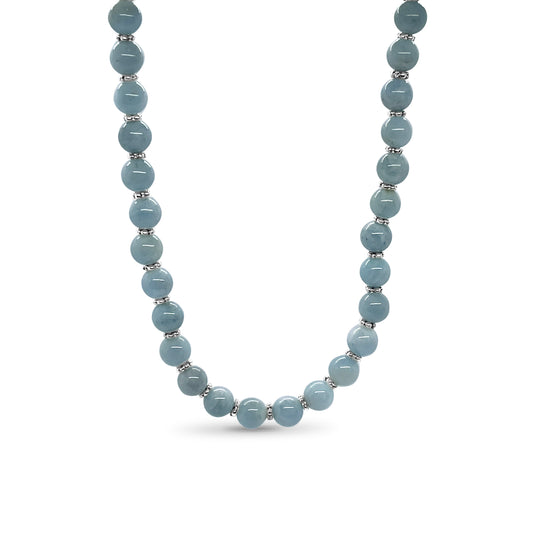 Garden of Stephen Aquamarine Bead Necklace in Sterling Silver