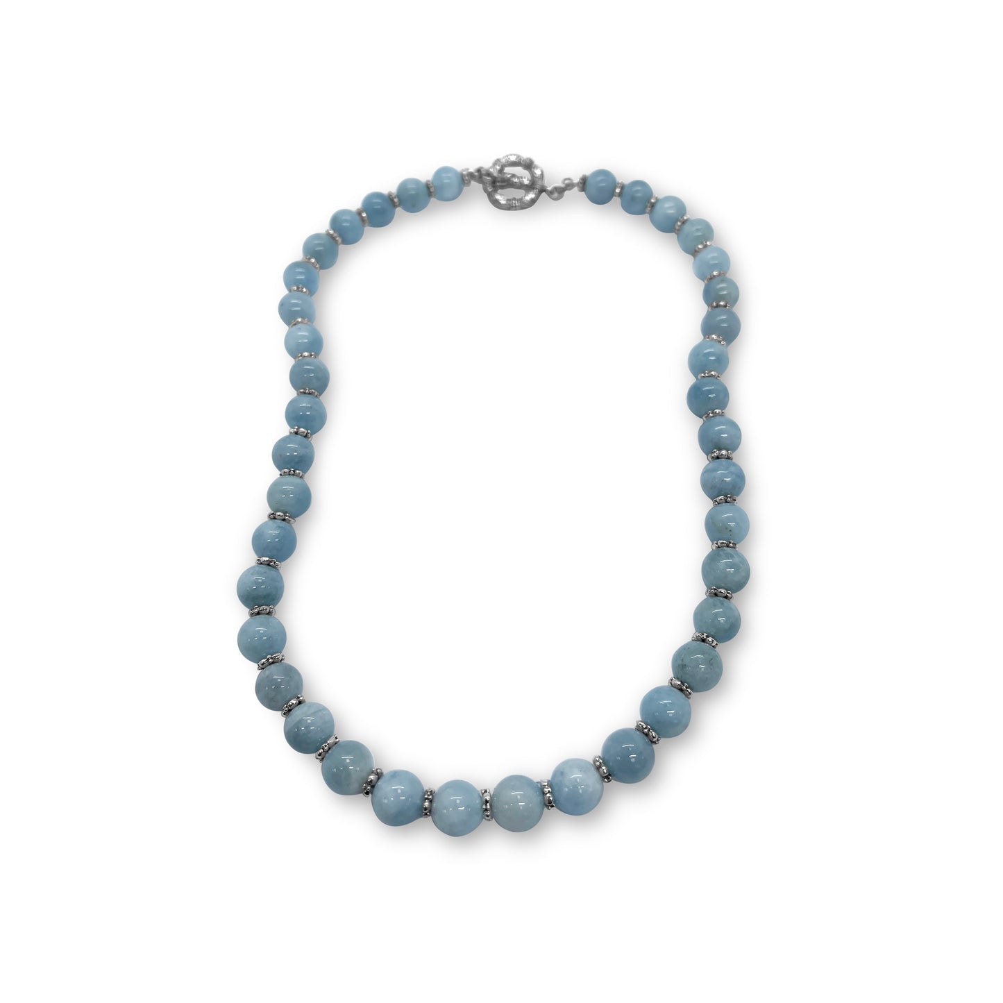 Garden of Stephen Aquamarine Bead Necklace in Sterling Silver