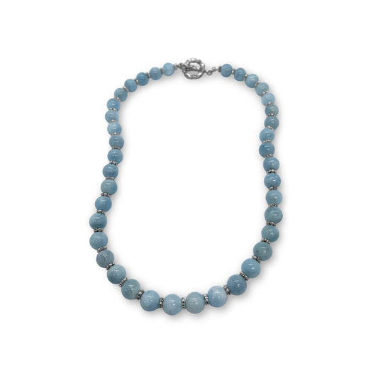 Garden of Stephen Aquamarine Bead Necklace in Sterling Silver