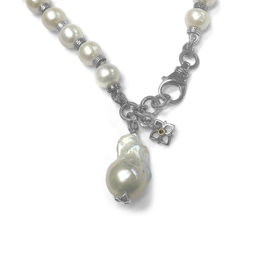 Pearlicious White Pearl Necklace in Sterling Silver
