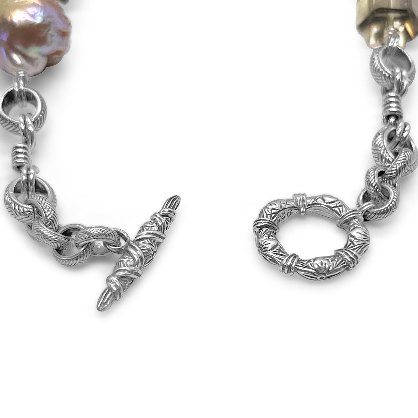 Terraquatic Smoky Quartz and Baroque Pearl Necklace in Sterling Silver