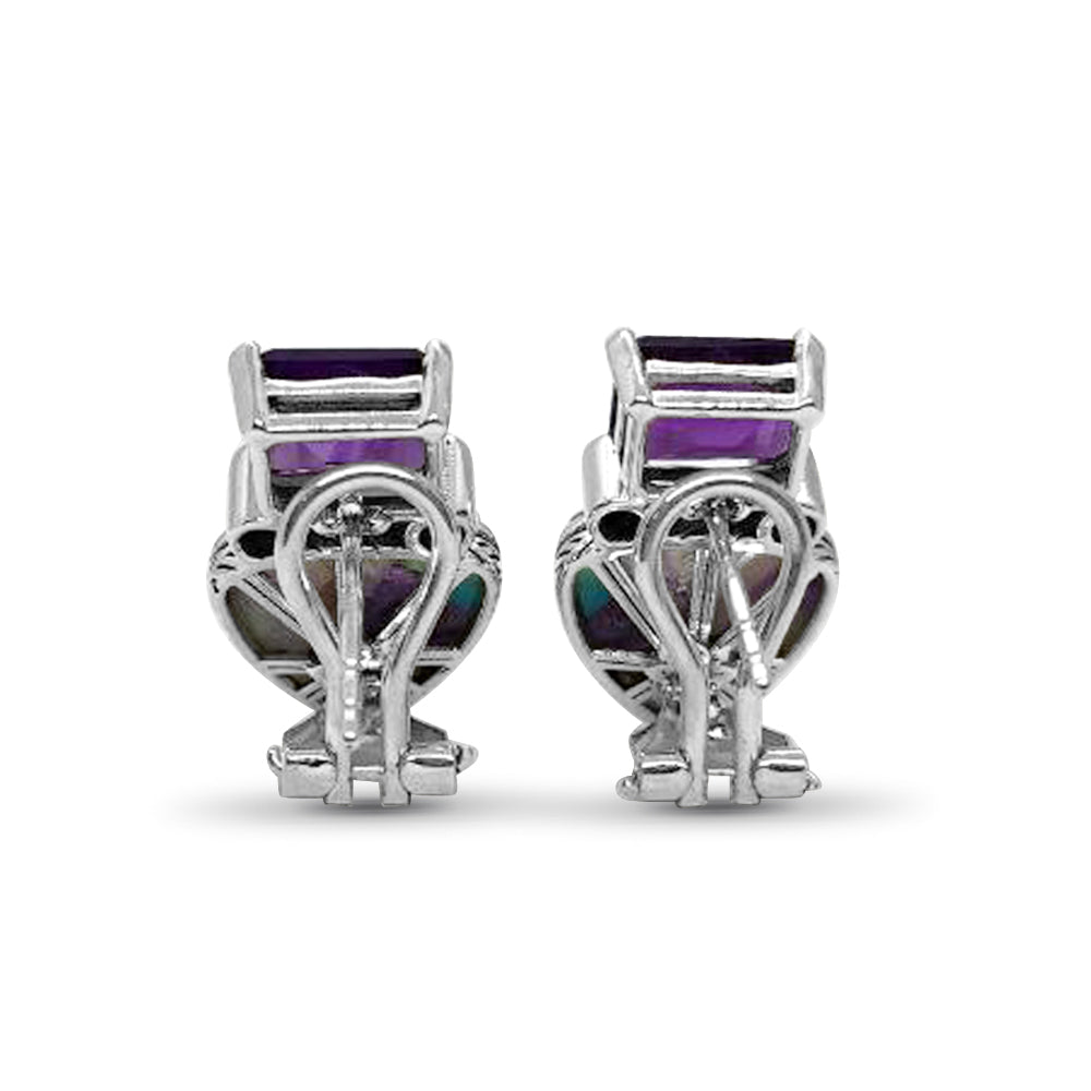 One of a Kind Turquoise Pastel Color Mosaic Amethyst Earring in Sterling Silver with 18K Gold Adam