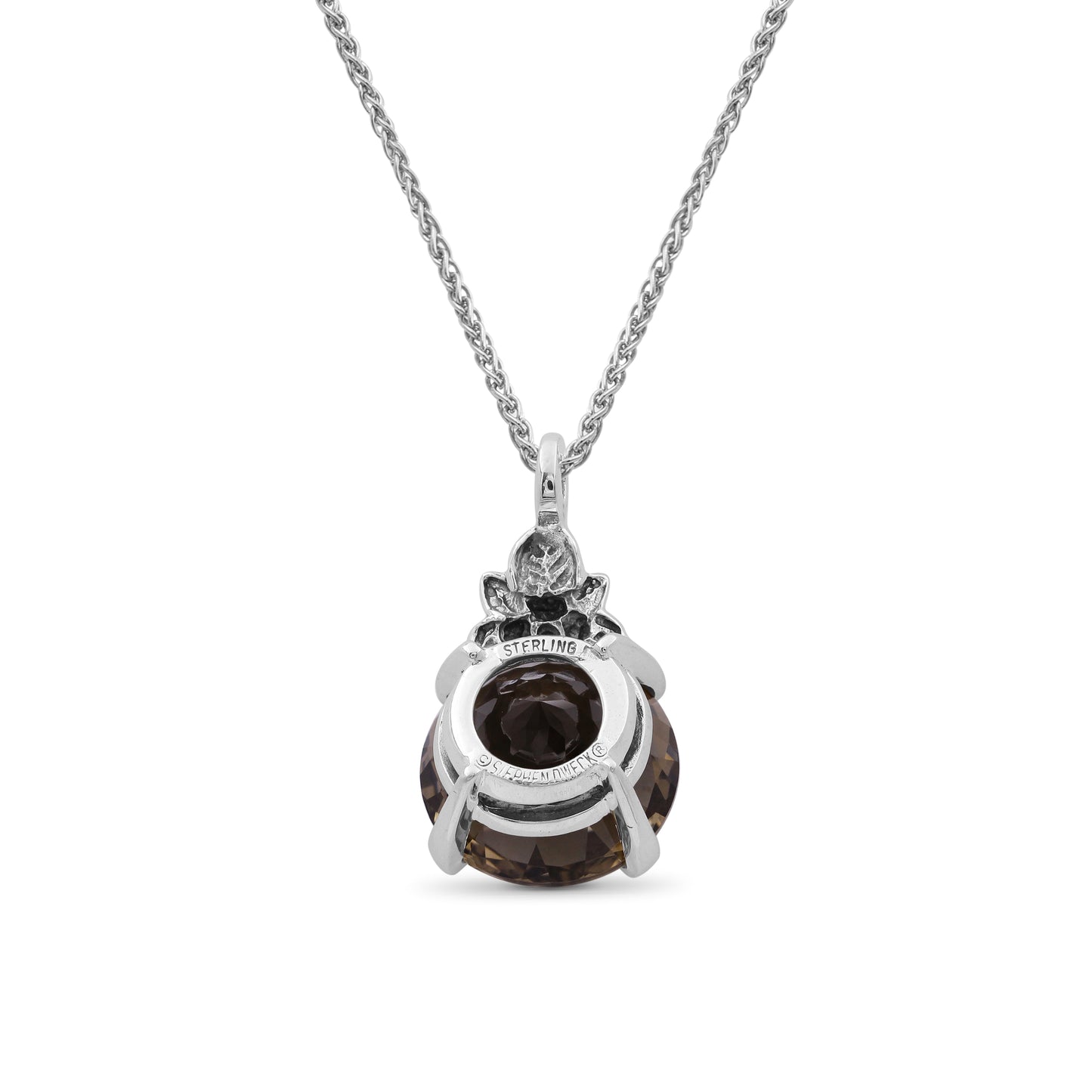 Garden Of Stephen Smokey Quartz Top Faceted Cone Pendant in Sterling Silver