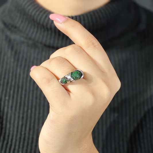 Garden of Stephen Emerald Ring in Sterling Silver
