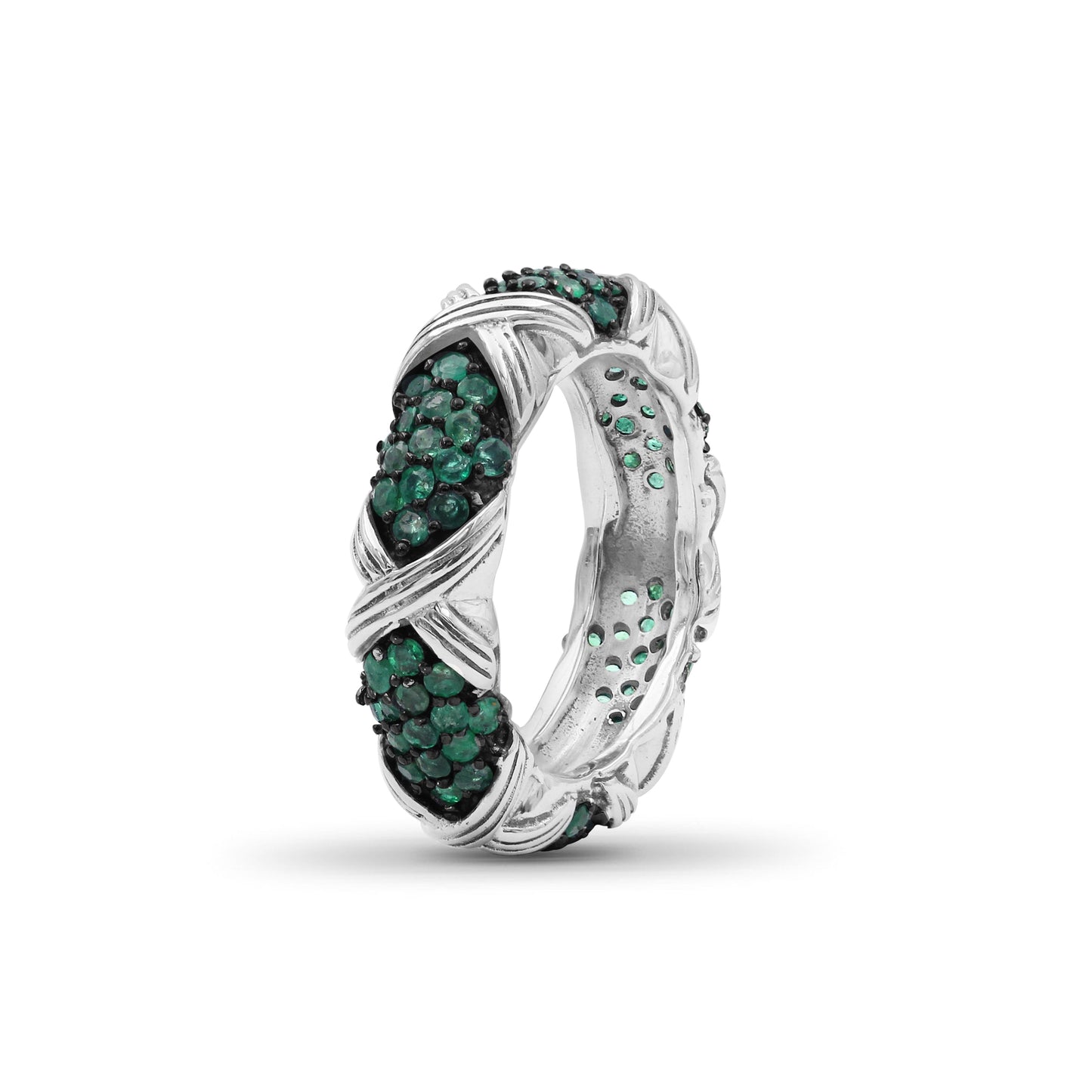 Garden of Stephen Emerald Pave Ring in Sterling Silver