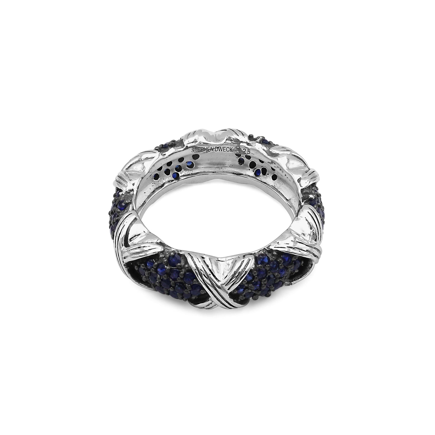 Garden of Stephen Blue Sapphire Pave Ring in Sterling Silver