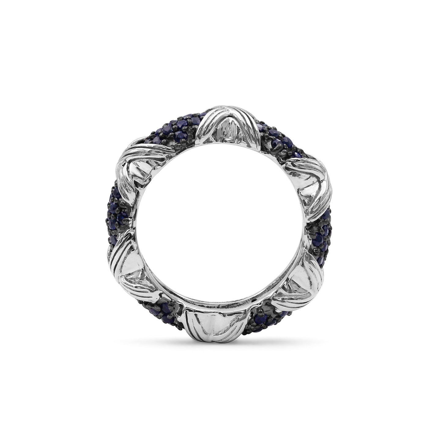 Garden of Stephen Blue Sapphire Pave Ring in Sterling Silver