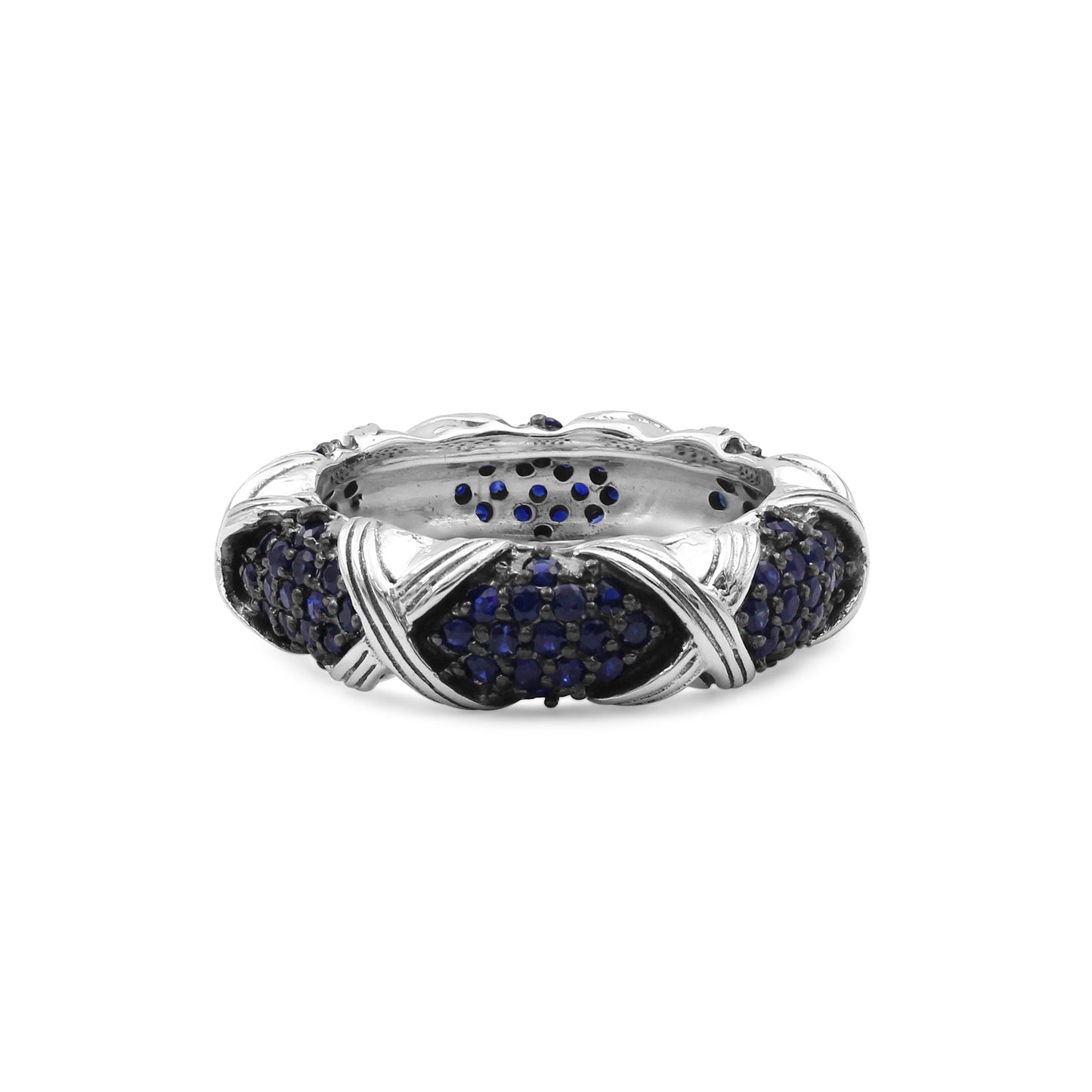 Garden of Stephen Blue Sapphire Pave Ring in Sterling Silver