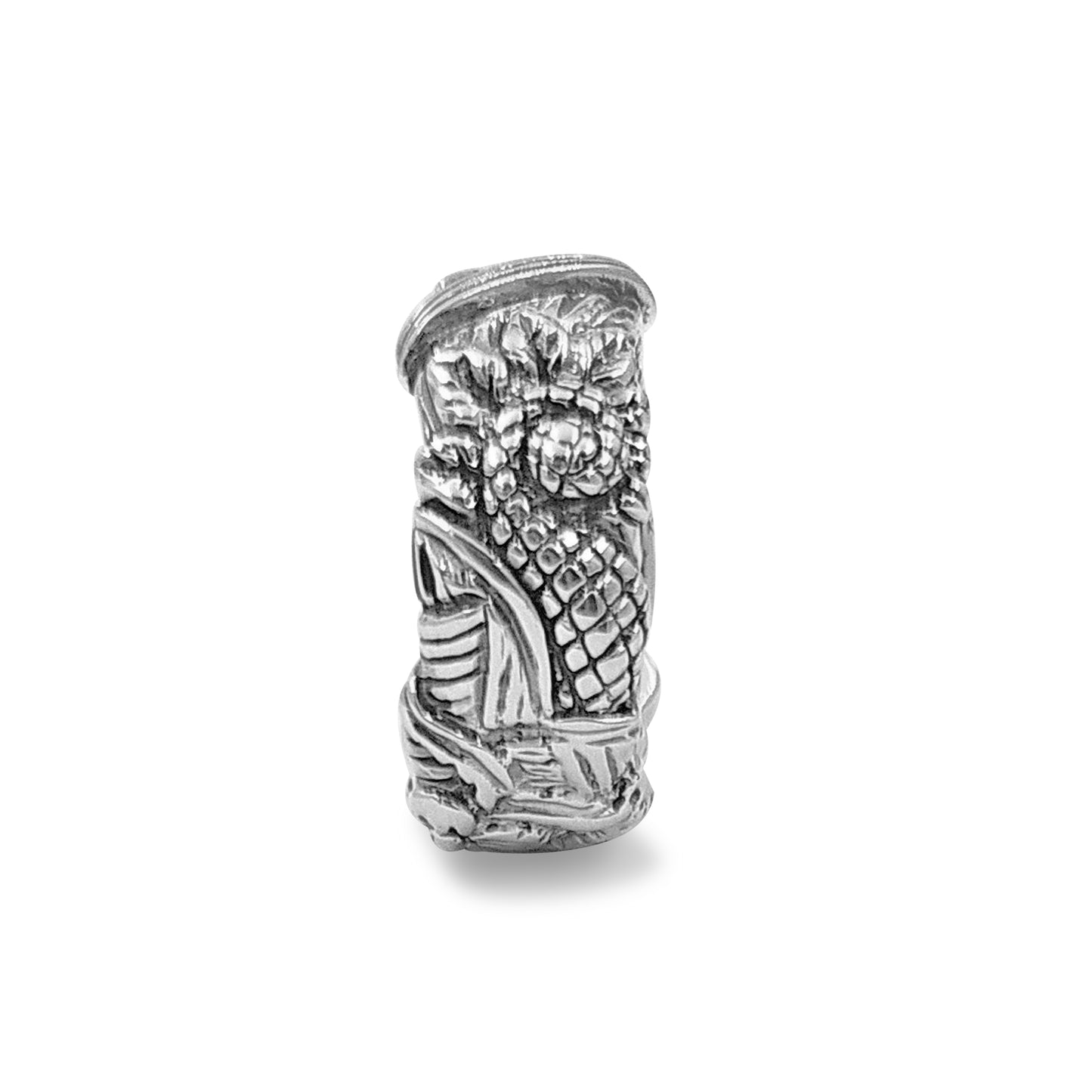 Kyoto Flower Engraved Ring in Sterling Silver