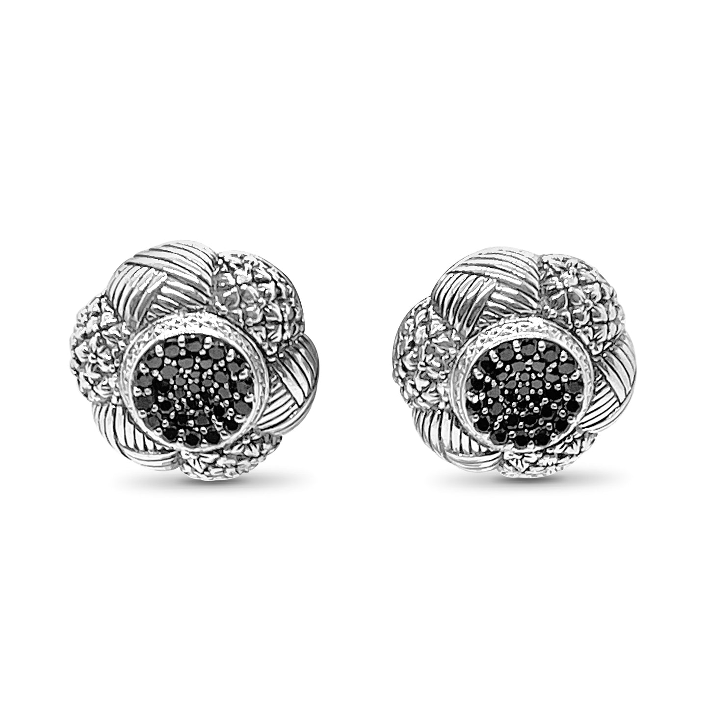 Kyoto Black Diamond 1.00ct Earrings in Sterling Silver
