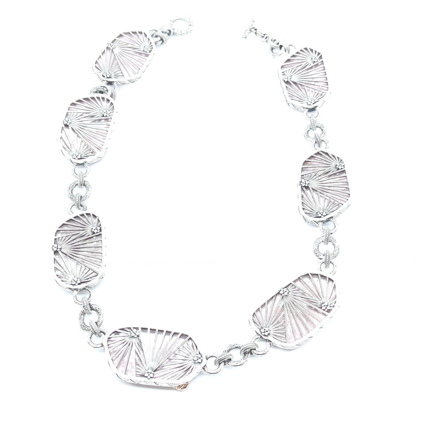 One of a Kind Faceted Natural Quartz and Lepidolite Mica Necklace in Sterling Silver with 18K Gold Diamond Pave Adam