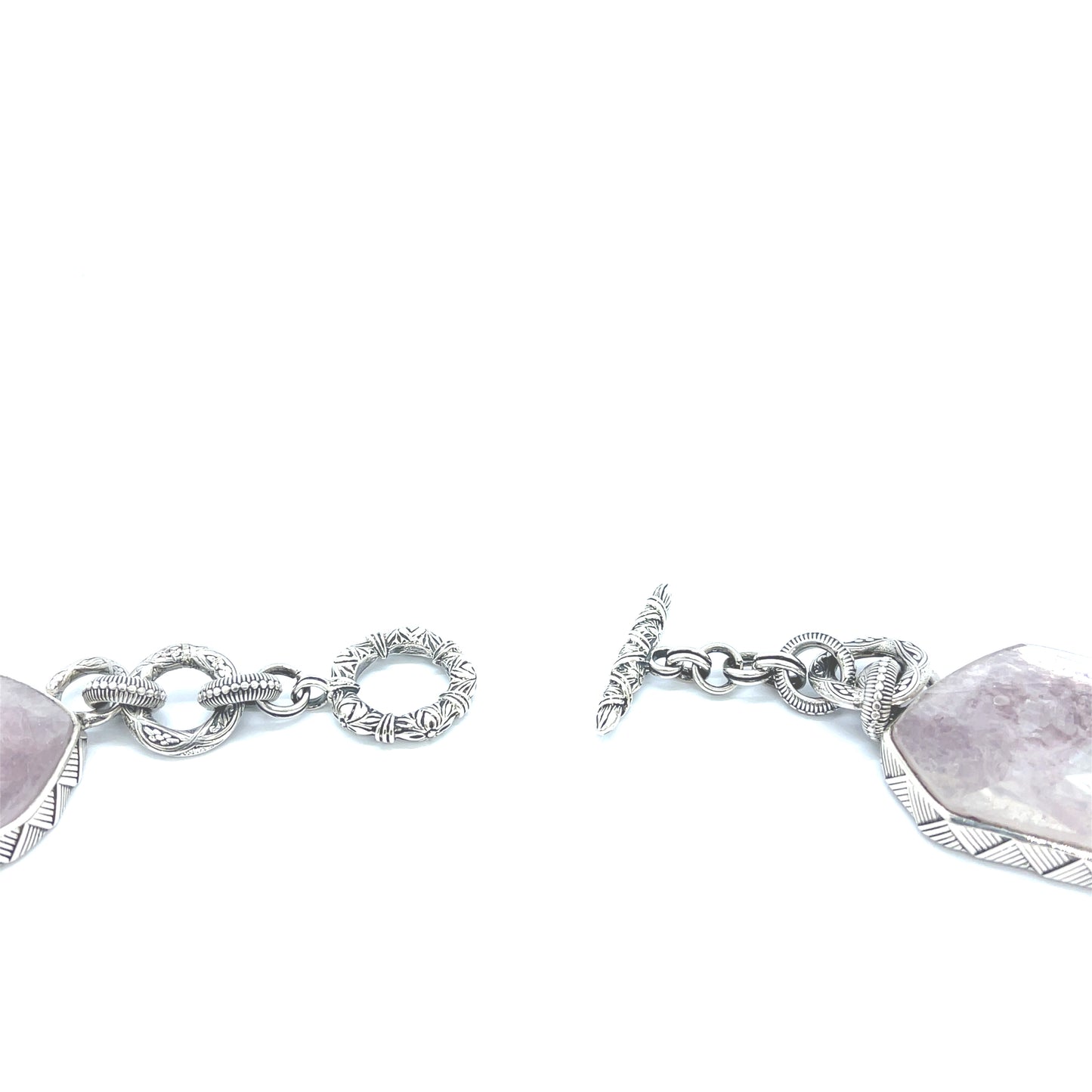 One of a Kind Faceted Natural Quartz and Lepidolite Mica Necklace in Sterling Silver with 18K Gold Diamond Pave Adam