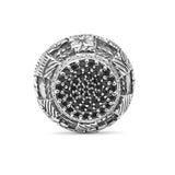 Kyoto Black Diamond 0.85ct Engraved Ring in Sterling Silver
