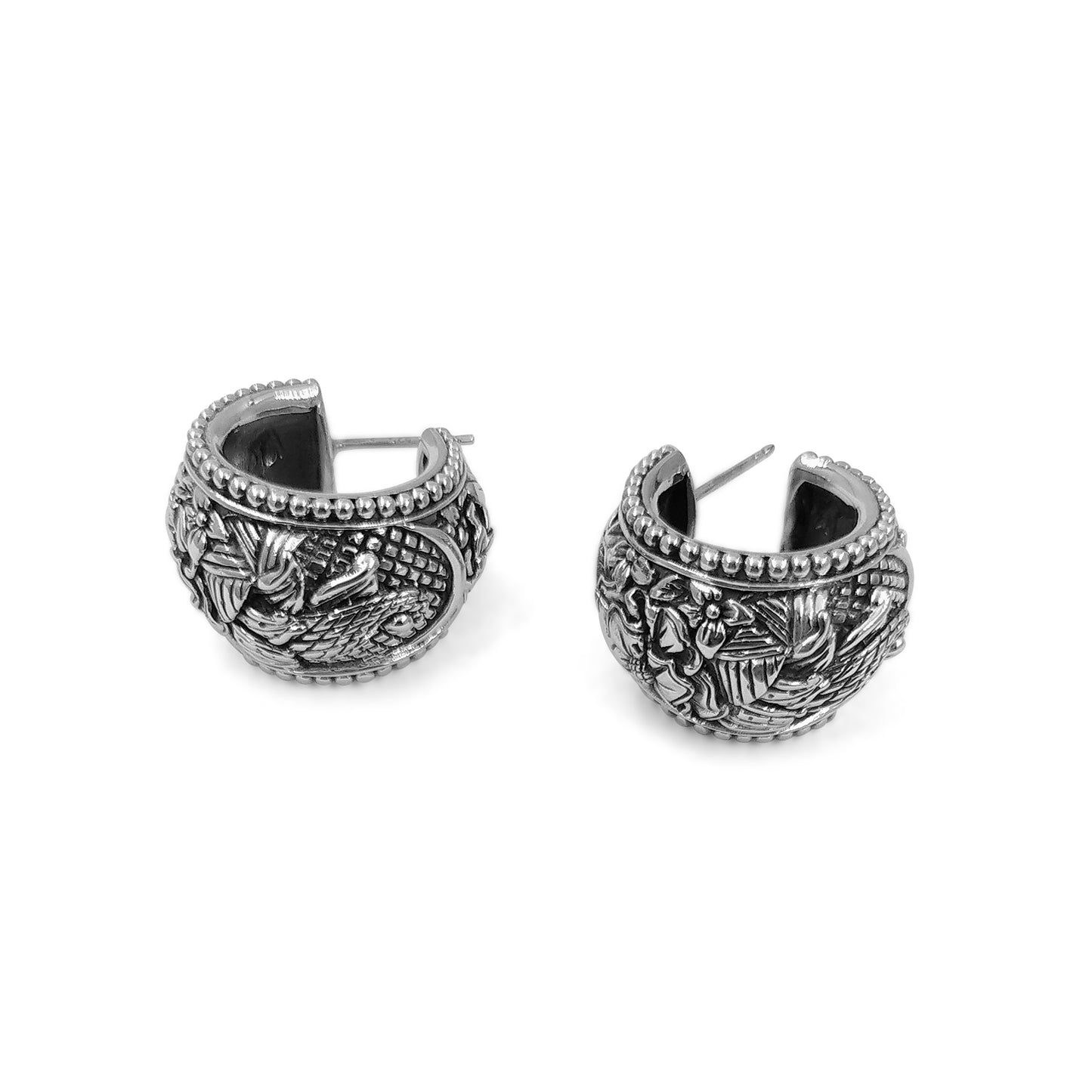 Kyoto Hand Manipulated and Signature Engraved Sterling Silver Earrings