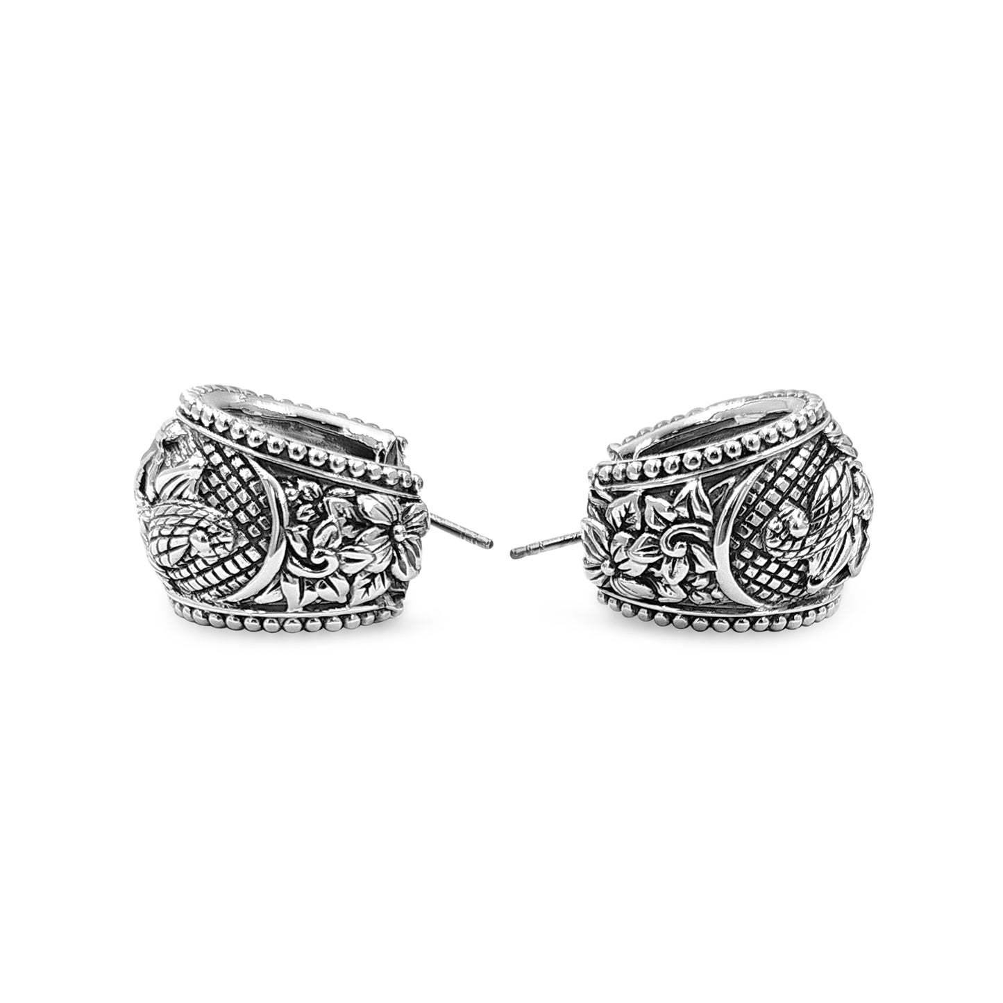 Kyoto Hand Manipulated and Signature Engraved Sterling Silver Earrings