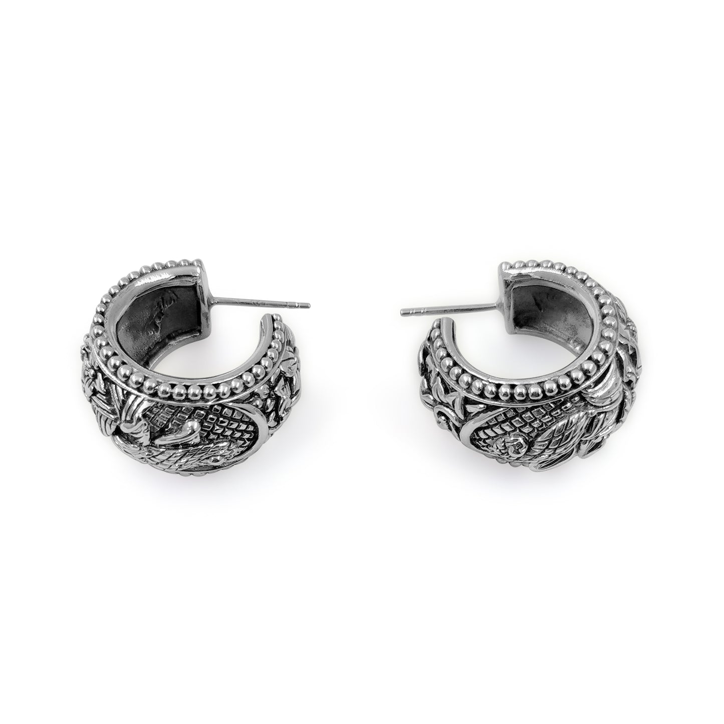 Kyoto Hand Manipulated and Signature Engraved Sterling Silver Earrings