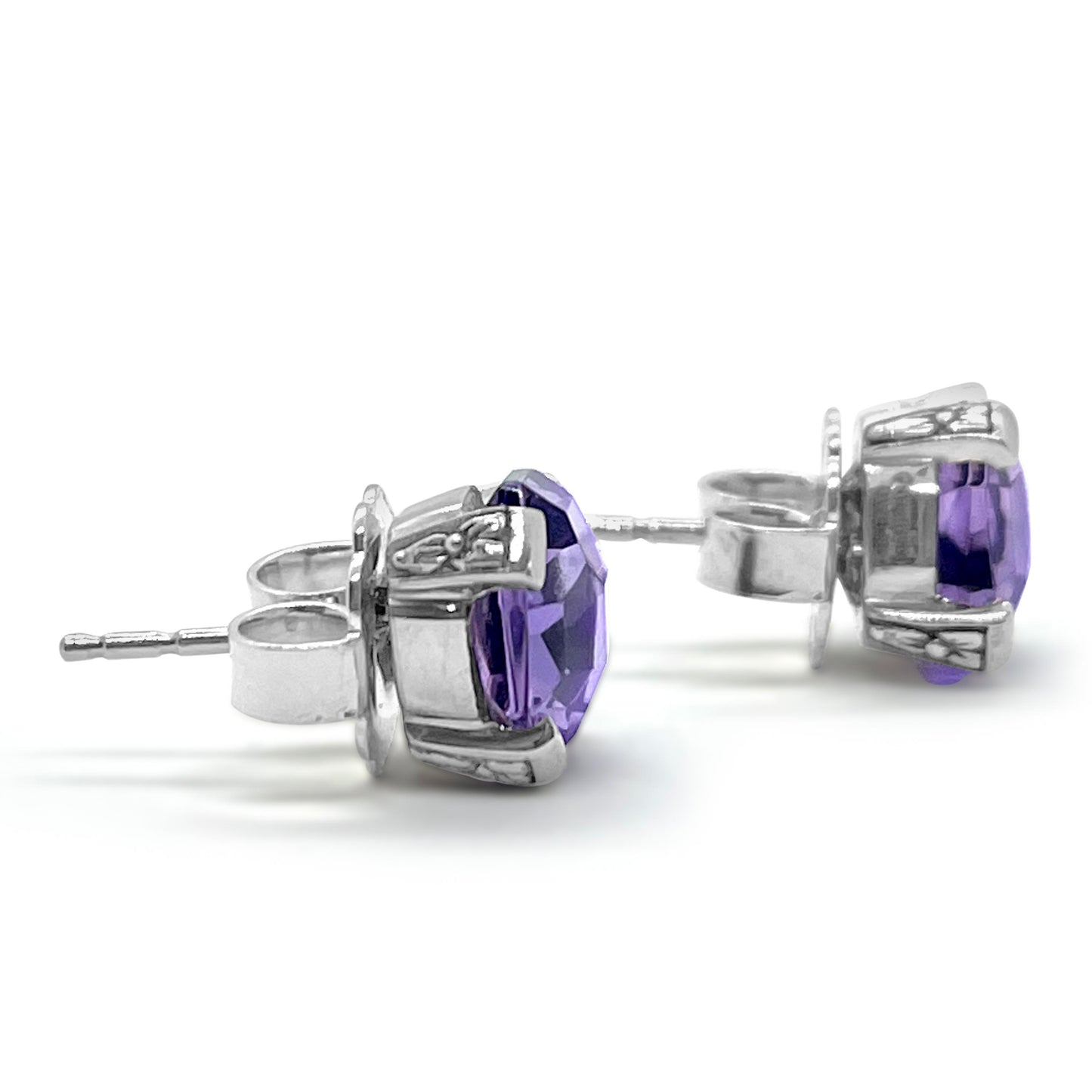 Garden of Stephen Pink Amethyst and Sterling Silver Stud Earrings