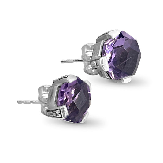 Garden of Stephen Pink Amethyst and Sterling Silver Stud Earrings