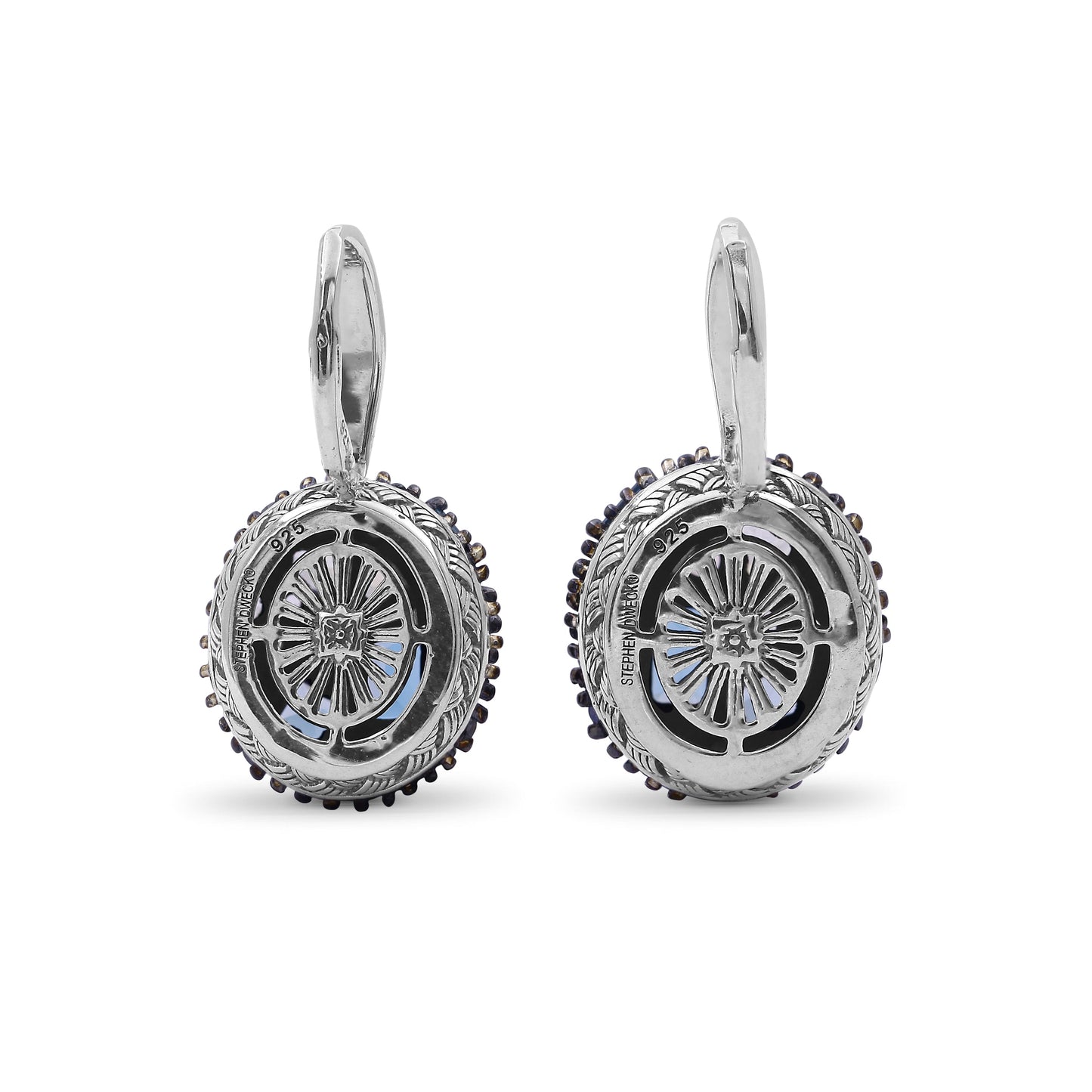 Garden of Stephen London Blue Topaz and Moon Quartz Earrings in Sterling Silver