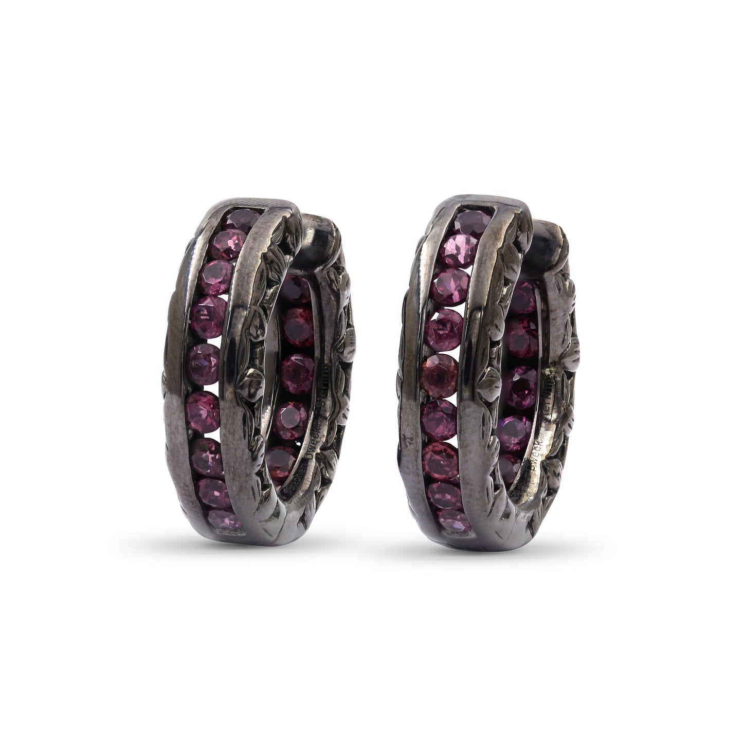 Garden of Stephen Rhodolite Garnet Hoop Earrings in Sterling Silver