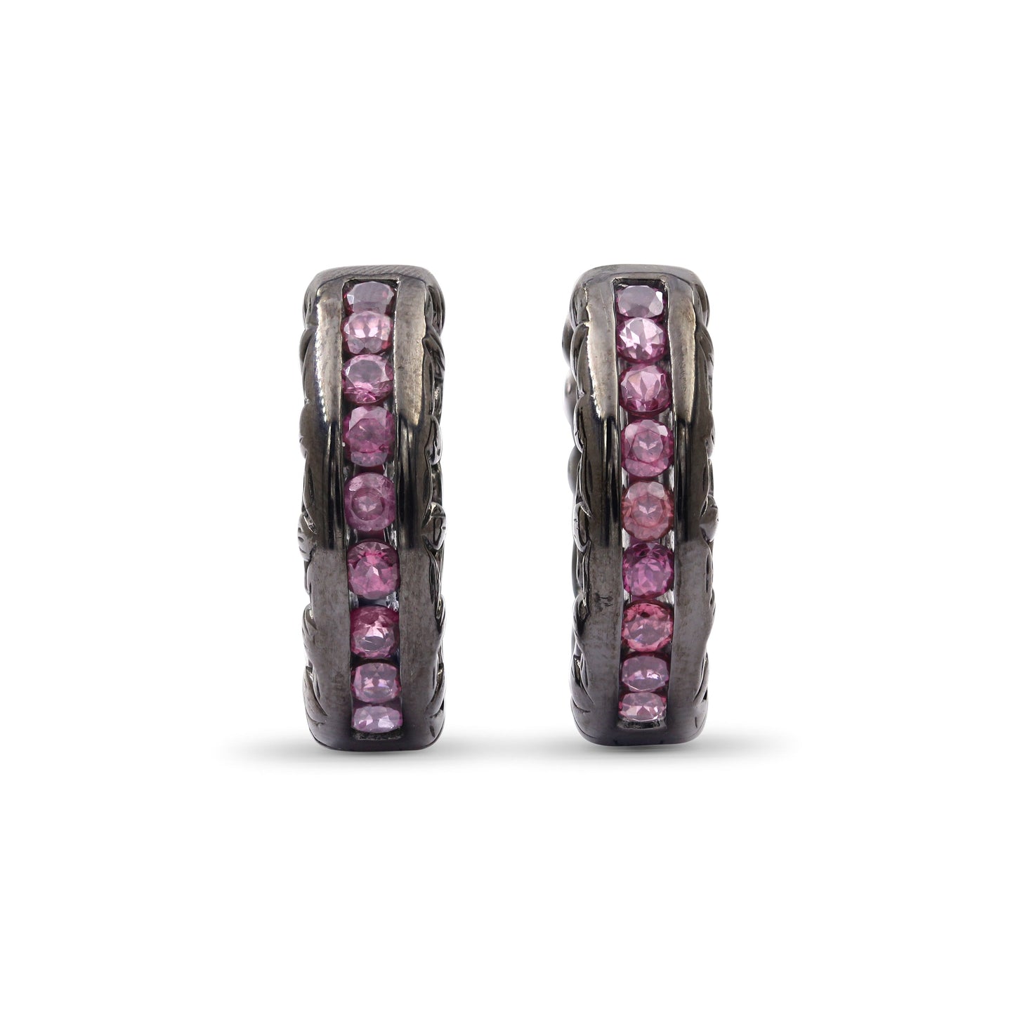 Garden of Stephen Rhodolite Garnet Hoop Earrings in Sterling Silver