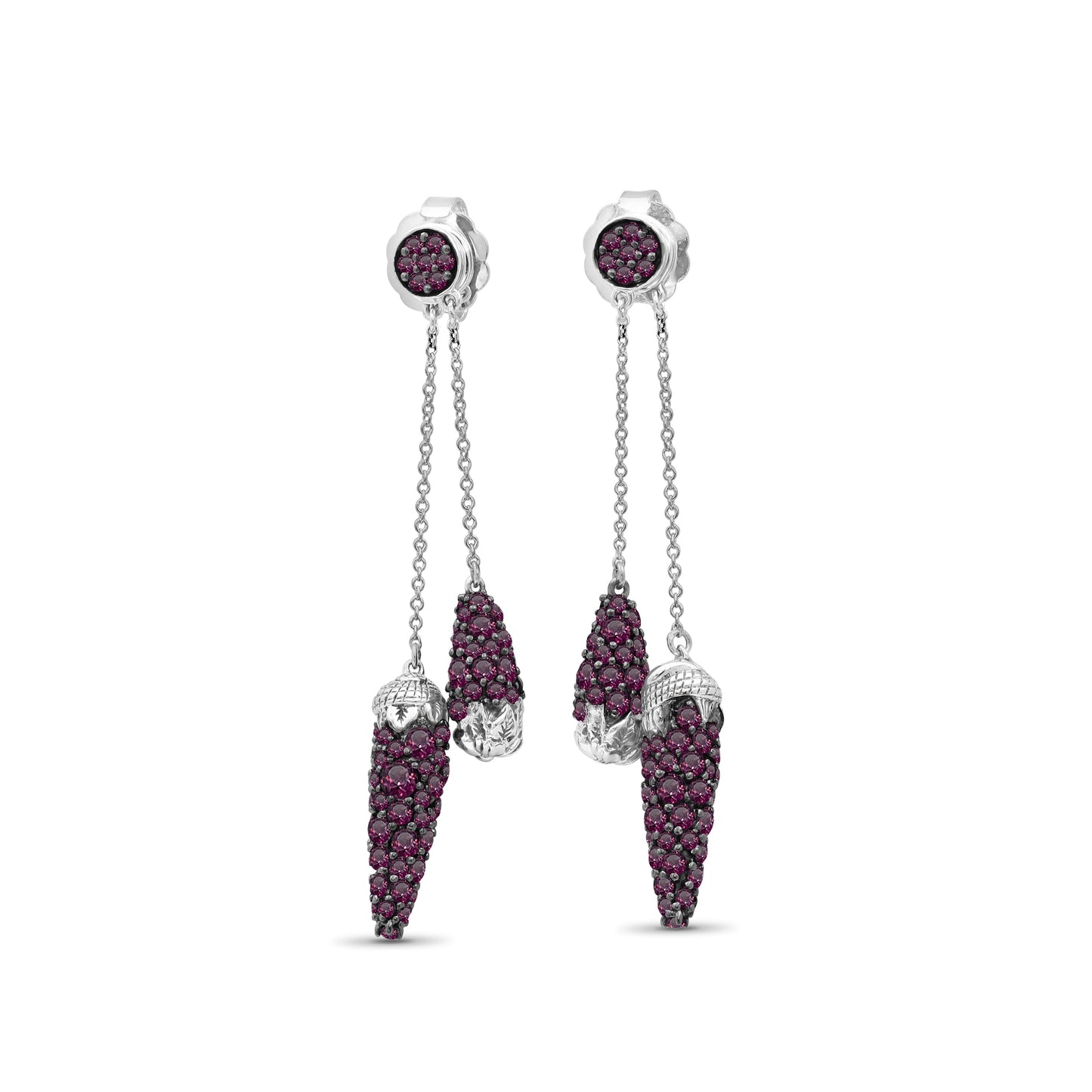 Garden of Stephen Rhodolite Garnet Drop Earring in Sterling Silver