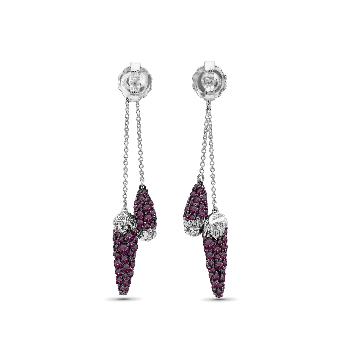 Garden of Stephen Rhodolite Garnet Drop Earring in Sterling Silver