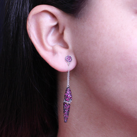 Garden of Stephen Rhodolite Garnet Drop Earring in Sterling Silver