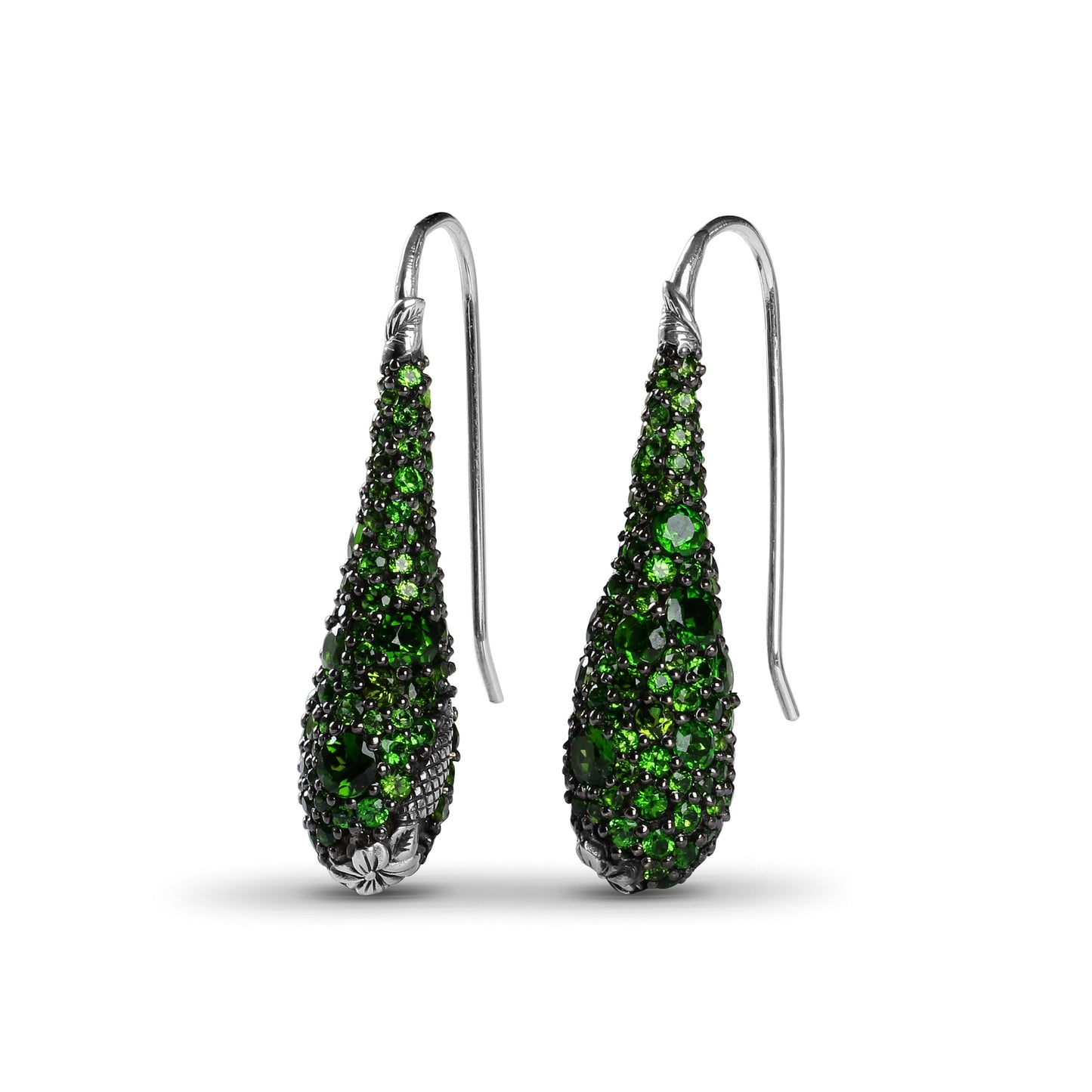 Garden of Stephen Chrome Diopside Hook Earrings in Sterling Silver