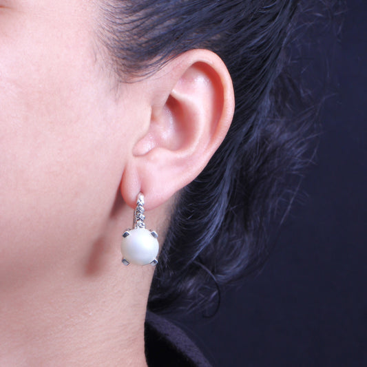 Pearlicious 12MM Round White Pearl Earring in Sterling Silver