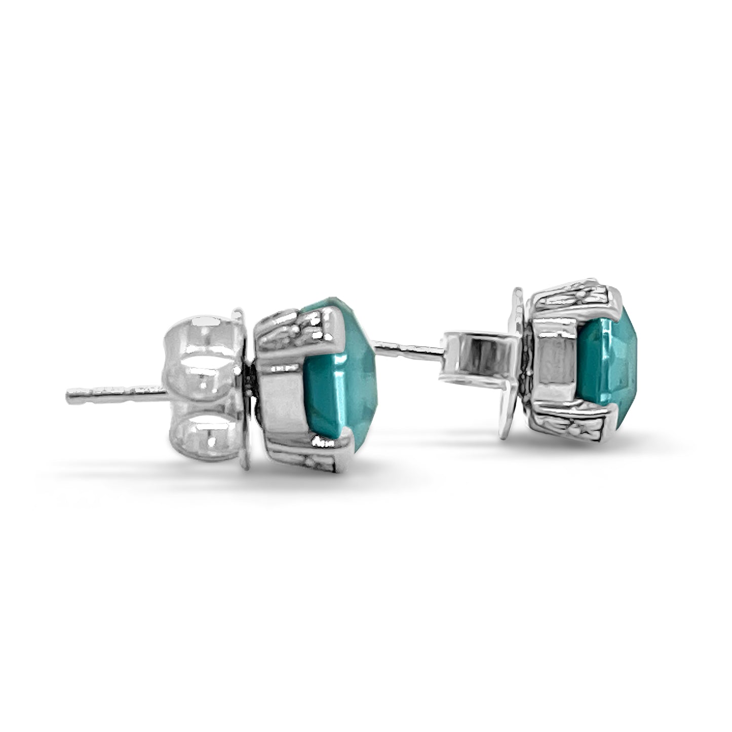 Galactical Freeform Crystal, Turquise Stud Earring in Sterling Silver