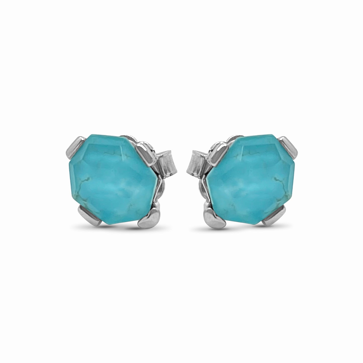 Galactical Freeform Crystal, Turquise Stud Earring in Sterling Silver