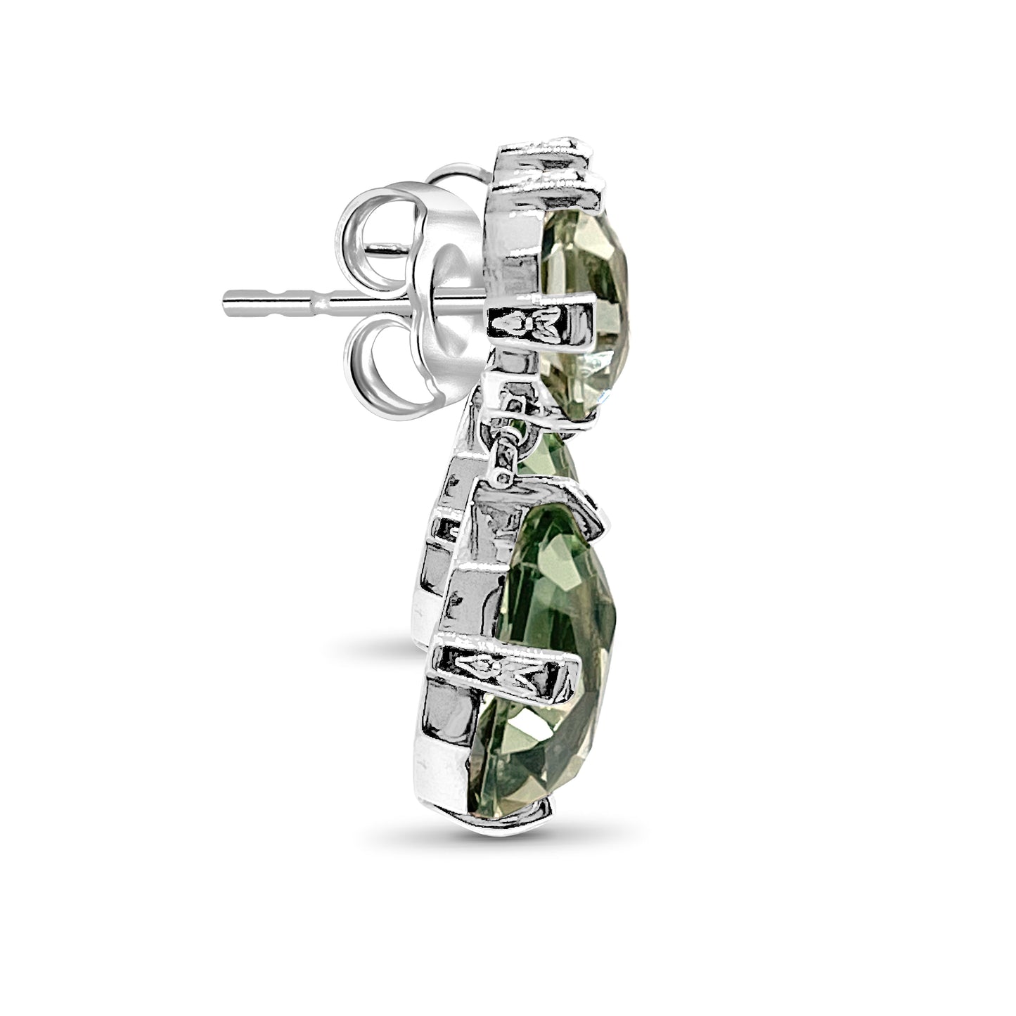 Galactical Freeform Drop Earrings in Green Amethyst and Engraved Sterling Silver
