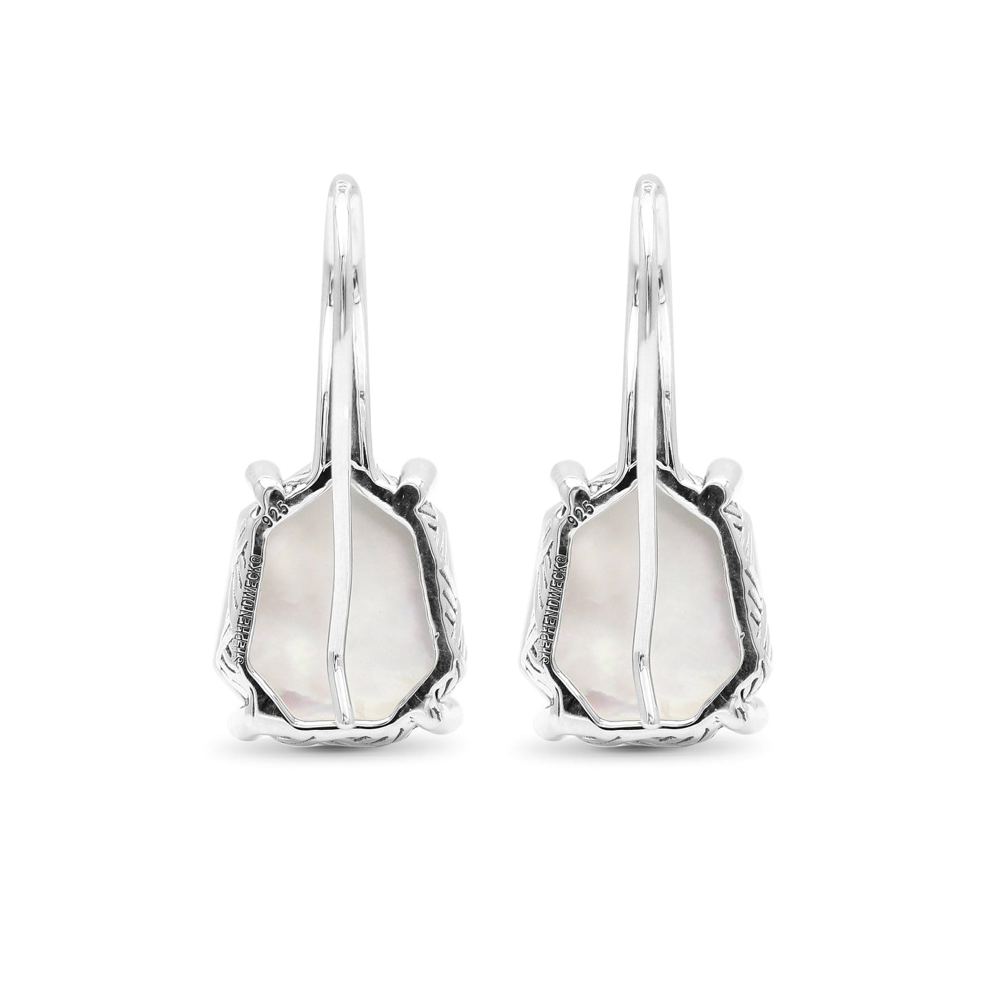 Galactical Crystal Quartz Over White Mop Galactical Earrings in Sterling Silver with Diamonds