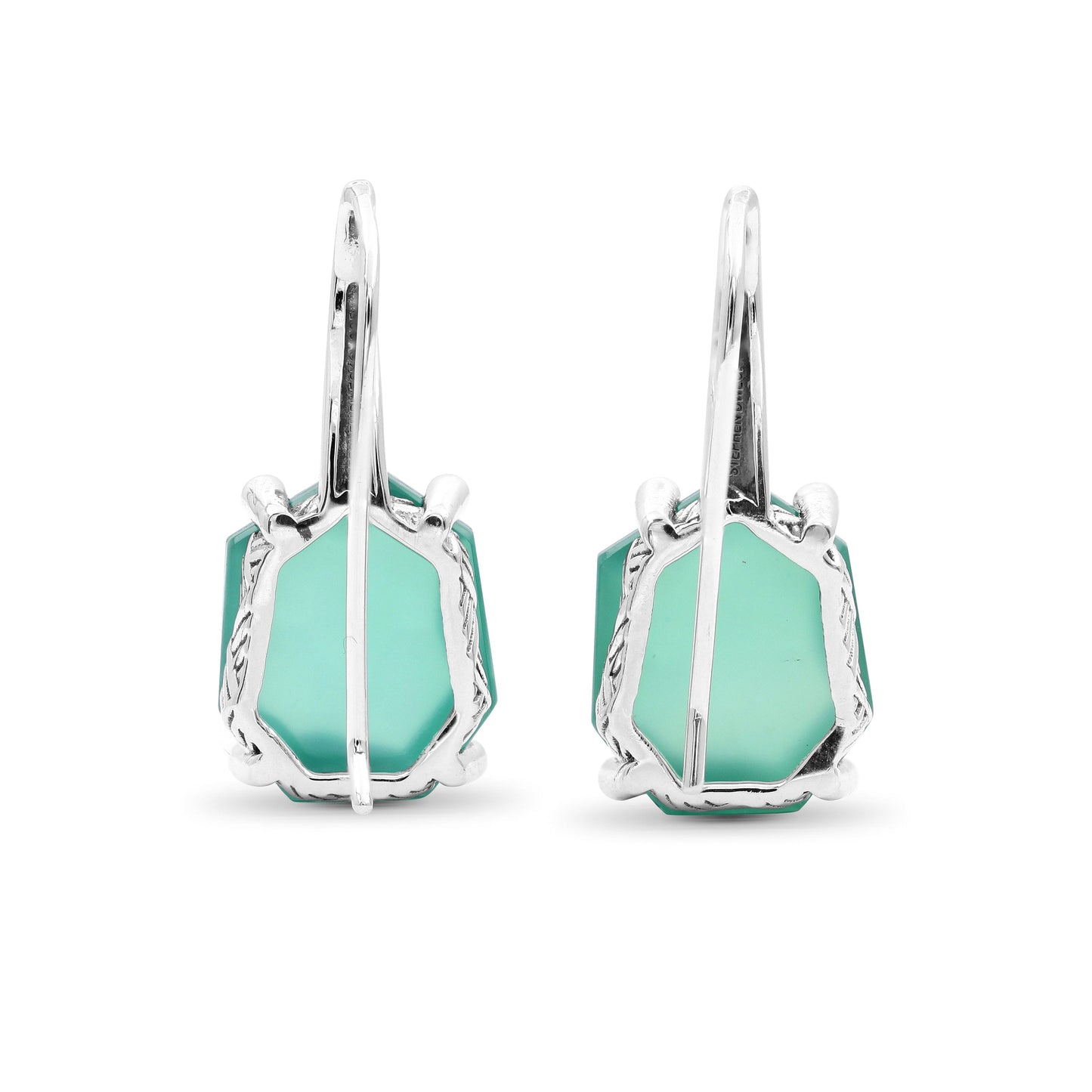 Galactical Faceted Natural Quartz Mother of Pearl Agate and Champagne Diamond Earrings in Sterling Silver